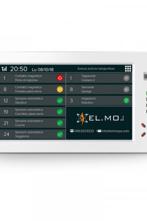 ELMO KARMA - tastiera touch screen 7” che consente di gestire gli impianti antintrusione EL.MO. basati su centrali VIDOMO2K e serie PREGIO, TITANIA e PROXIMA. KARMA